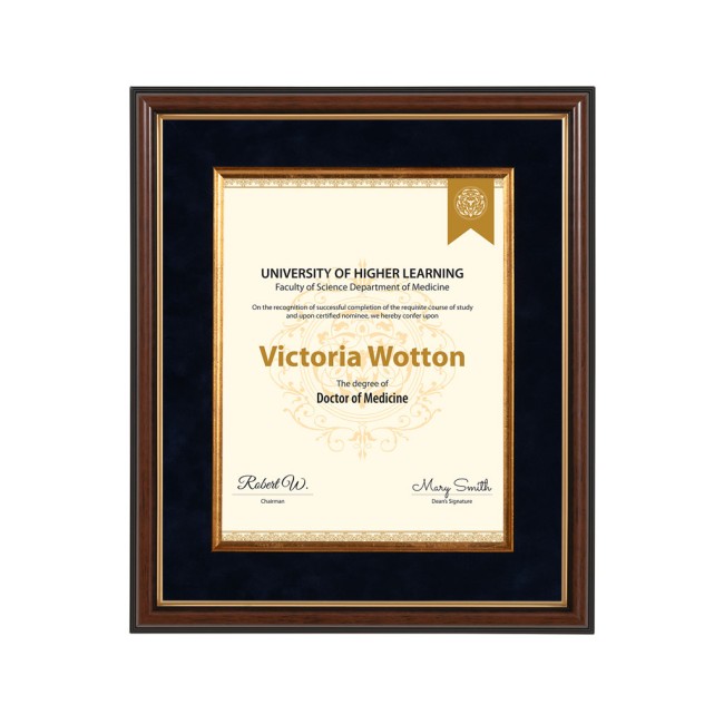 Two-Tone Light Walnut & Gold Degree & Diploma Frame