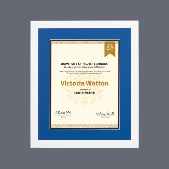 Contemporary White Wood Diploma Frame